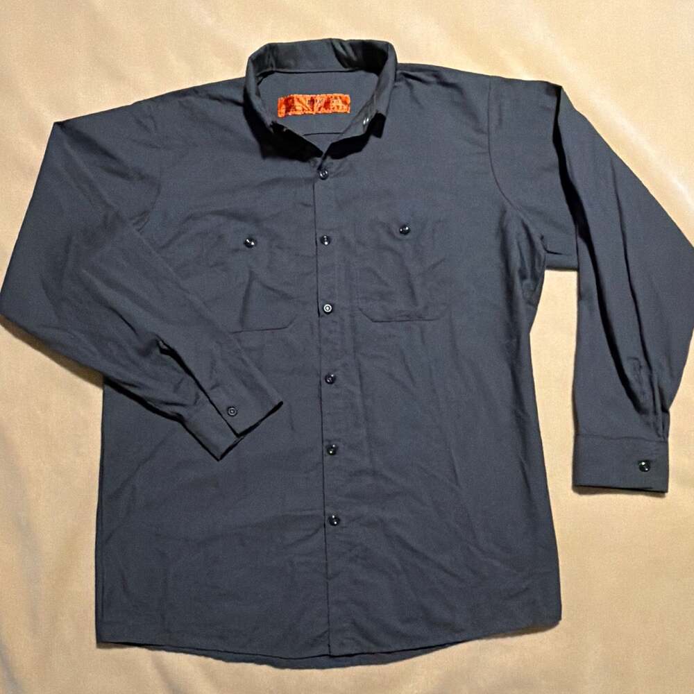 Red Kap SP14CH Men's L Gray Twill Work Shirt Long Sleeve Button Front